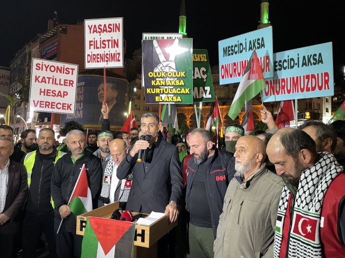 Rize'de Filistinlilere destek gösterisi yapıldı