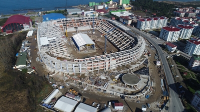 Ordu'da yapılan stadın kaba inşaatı bitti