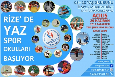 Rize’de Ücretsiz Yaz Spor Okulları Açılıyor